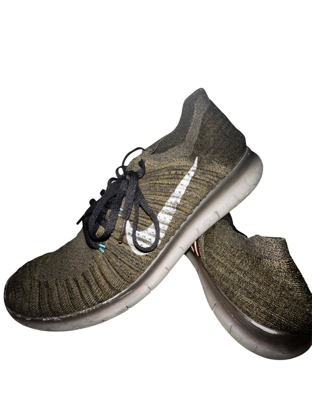 Nike Men’s Flyknit Running Shoes - Olive Green/White